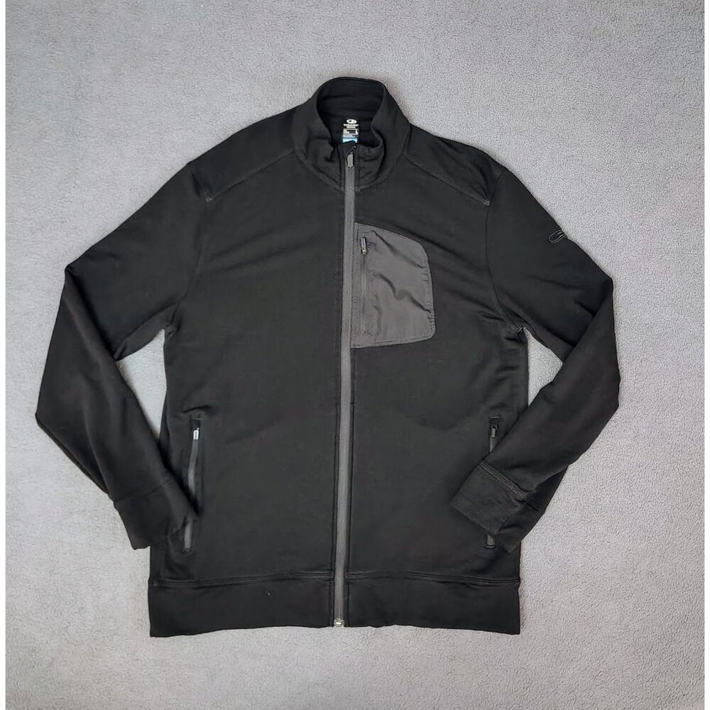 Icebreaker Black Full-Zip Hoodie with Chest Pocket